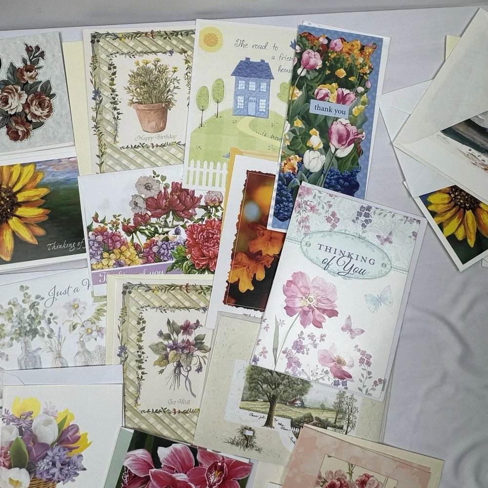 Floral Greeting Cards & Envelopes Birthday‎ All Occasion Get Well Blank NOS 50+